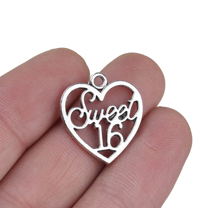 20pcs/lot 21*19mm heart-shaped hollow (sweet 16) charm DIY jewelry accessories for the production of necklace bracelet earrings
20pcs/lot 21*19mm heart-shaped hollow (sweet 16) charm DIY jewelry accessories for the production of necklace bracelet earrings
