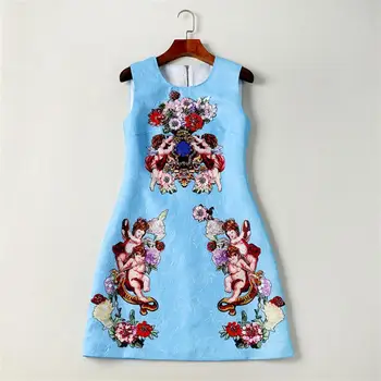 Women Summer Dresses 2018 High Quality Runway Dress O-neck Sleeveless Print Beading Mini Dress Vestidos DX0629N
Women Summer Dresses 2018 High Quality Runway Dress O-neck Sleeveless Print Beading Mini Dress Vestidos DX0629N