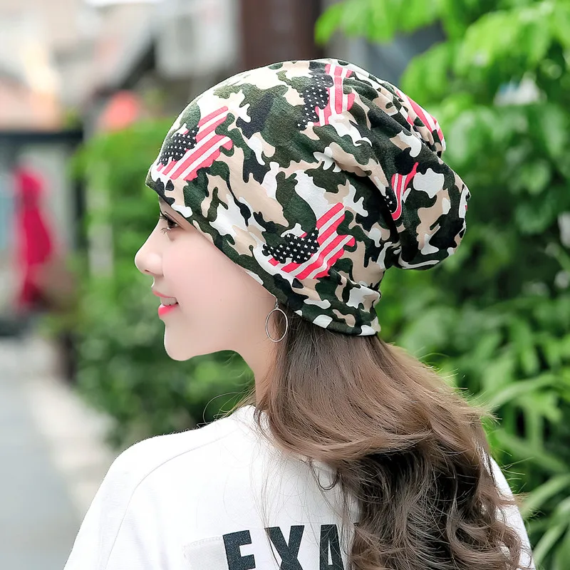 Фото Женская шапочка с цветочным принтом многофункциональная шапка для девочек