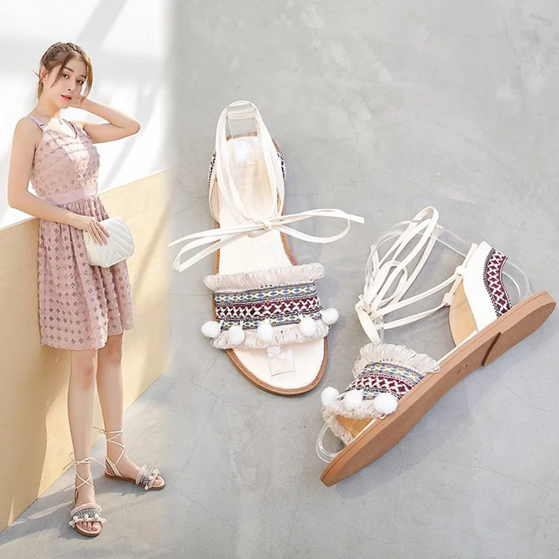 Woman National Wind Printing Sandals 2019 Summer Ladies Fashion Sweet Flat Heel Sandals Women's Open Toe Low-heeled Flat Sandals
Woman National Wind Printing Sandals 2019 Summer Ladies Fashion Sweet Flat Heel Sandals Women's Open Toe Low-heeled Flat Sandals