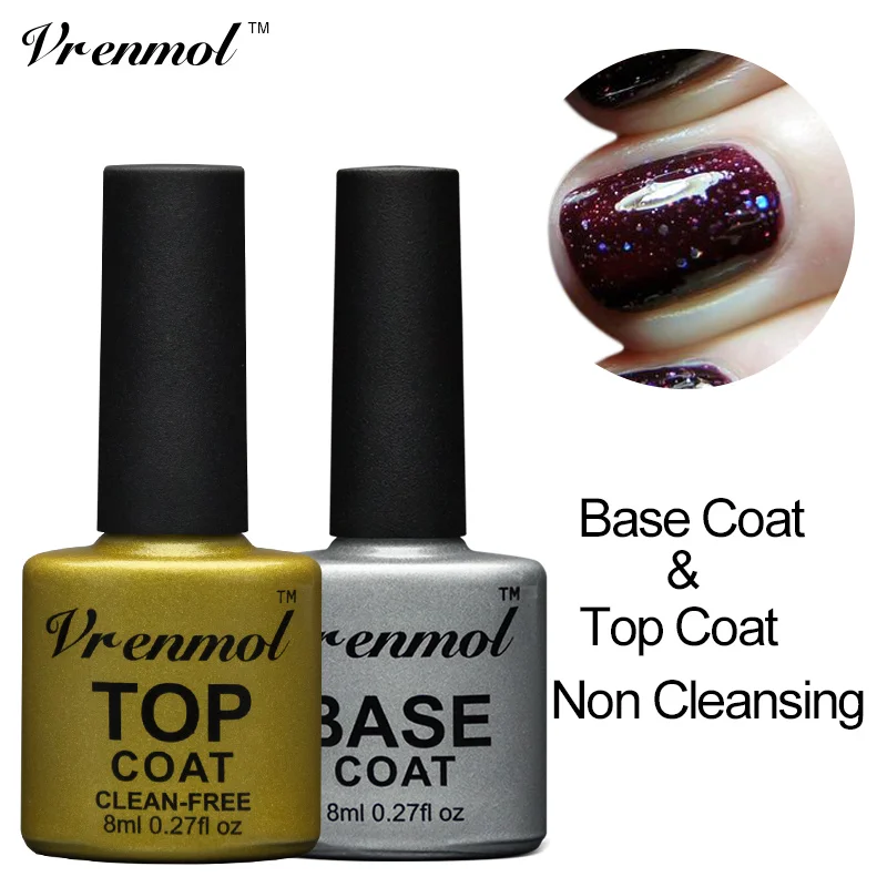 Vrenmol Semi Permanent Transparent Soak Off Gel Varnish UV Top Coat + UV Base Coat Foundation Sealer Manicure Set Nail Polish
Vrenmol Semi Permanent Transparent Soak Off Gel Varnish UV Top Coat + UV Base Coat Foundation Sealer Manicure Set Nail Polish