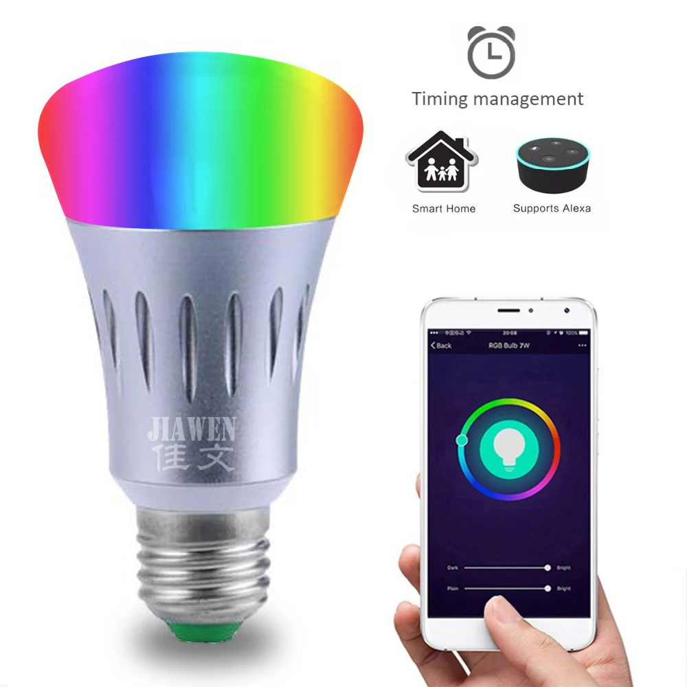 Jiawen E27 RGBW Diammable led wifi bulb Smart wifi LED lamp Wireless APP Remote Control Color Changing Light Bulb AC85 - 265V
Jiawen E27 RGBW Diammable led wifi bulb Smart wifi LED lamp Wireless APP Remote Control Color Changing Light Bulb AC85 - 265V