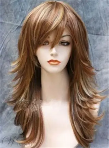 

Long Mixed color Layered Side Wavy Hairstyle Synthetic Capless Wig 18 Inches