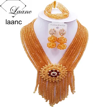 Laanc Champagne Gold Crystal African Wedding Beads Nigerian Beaded Jewelry Set Necklace and Earrings for Women S8RSK013
Laanc Champagne Gold Crystal African Wedding Beads Nigerian Beaded Jewelry Set Necklace and Earrings for Women S8RSK013