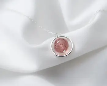 100% real 925 Sterling Silver Fine Jewelry Strawberry Quartz Stone into the Lucky Circle Geometric Necklace Pendant GTLX1622
100% real 925 Sterling Silver Fine Jewelry Strawberry Quartz Stone into the Lucky Circle Geometric Necklace Pendant GTLX1622