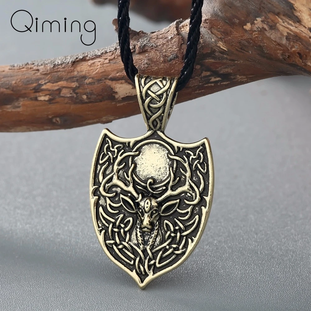 Amulet Animal Pendant Necklace Large Double Deer Sekira Viking Nordic Talisman Punk Necklace Legendary Viking Aegishjalmur 
Amulet Animal Pendant Necklace Large Double Deer Sekira Viking Nordic Talisman Punk Necklace Legendary Viking Aegishjalmur