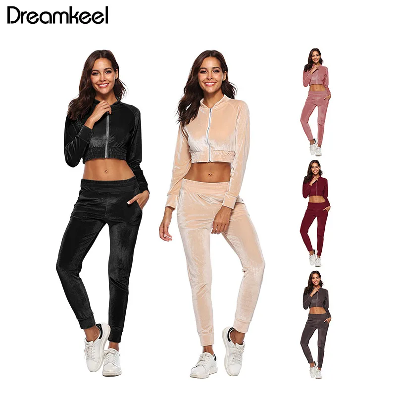 Women's Sports Suit Women's Tracksuit Fashion Spring Sexy Suit Crop Top Pants Casual Slim Gold Velvet Zipper Two Piece Set Y
Women's Sports Suit Women's Tracksuit Fashion Spring Sexy Suit Crop Top Pants Casual Slim Gold Velvet Zipper Two Piece Set Y