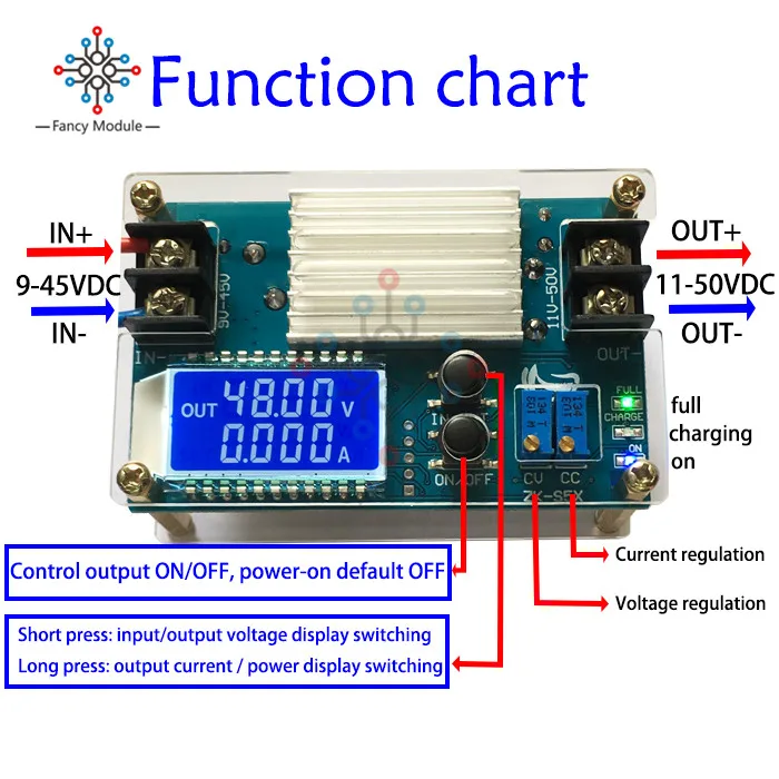 LCD display 5A Boost Constant Voltage Constant Current Power Supply DC-DC Battery Charger module 80W Output 11V-50V 12V 24V 48V
LCD display 5A Boost Constant Voltage Constant Current Power Supply DC-DC Battery Charger module 80W Output 11V-50V 12V 24V 48V