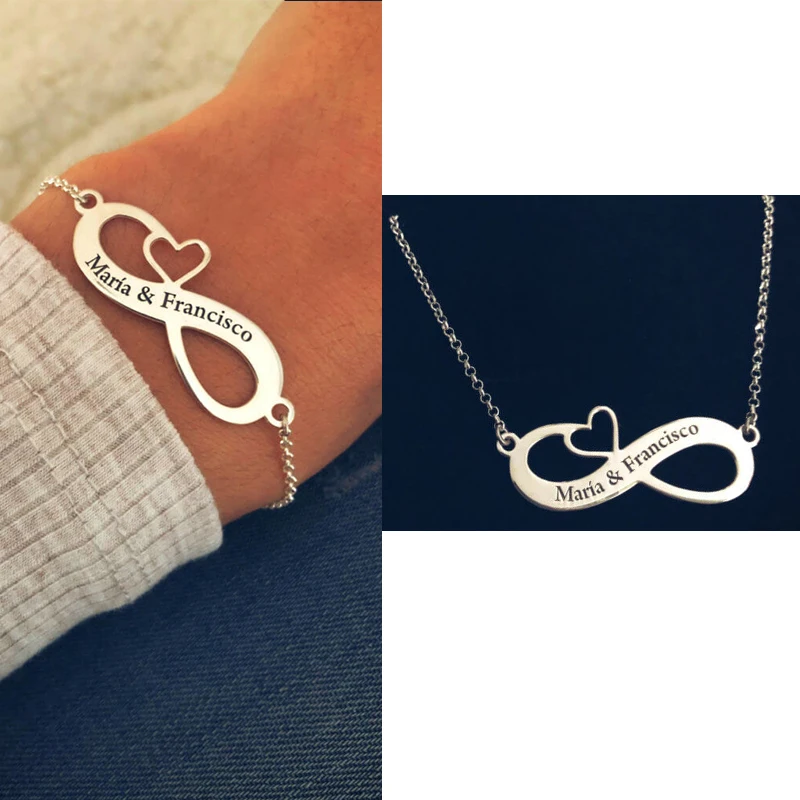 Personalised Silver Infinity Charm Bangle Love Heart Pendant Womens Chain Bracelet Beautiful New Couple Elegant Best Friends
Personalised Silver Infinity Charm Bangle Love Heart Pendant Womens Chain Bracelet Beautiful New Couple Elegant Best Friends