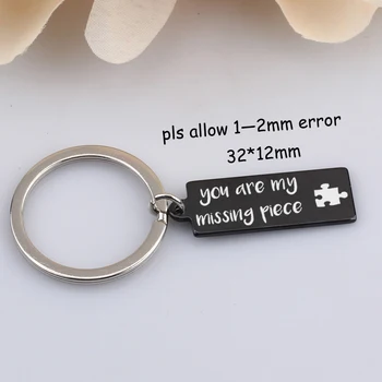 Fashion Stainless Steel Black Keychain Engraved You Are My Missing Piece For Girlfriend Lovers Gift Charm Key Ring Holder Tag
Fashion Stainless Steel Black Keychain Engraved You Are My Missing Piece For Girlfriend Lovers Gift Charm Key Ring Holder Tag