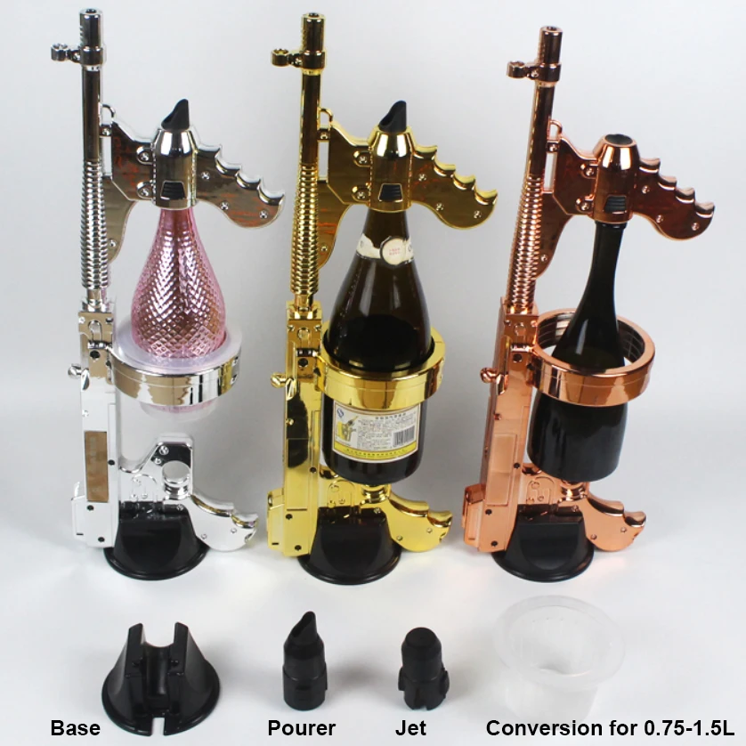 Gold, Silver or Rose Gold Colors Wine Bottle Pourer Spray Champagne Gun Shooting Machine
Gold, Silver or Rose Gold Colors Wine Bottle Pourer Spray Champagne Gun Shooting Machine