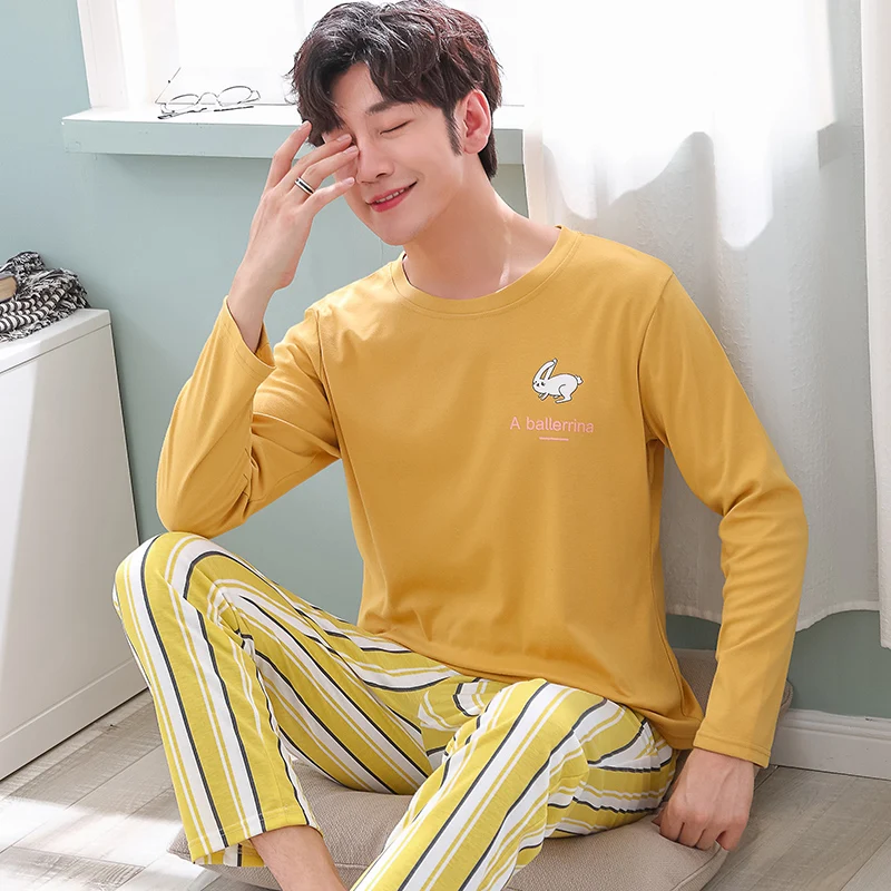 Brand Autumn Men's Cotton Pajamas Letter Striped Sleepwear Cartoon Pajama Sets Casual Lounge Suits Pyjamas Plus Size 3XL Pijama
Brand Autumn Men's Cotton Pajamas Letter Striped Sleepwear Cartoon Pajama Sets Casual Lounge Suits Pyjamas Plus Size 3XL Pijama