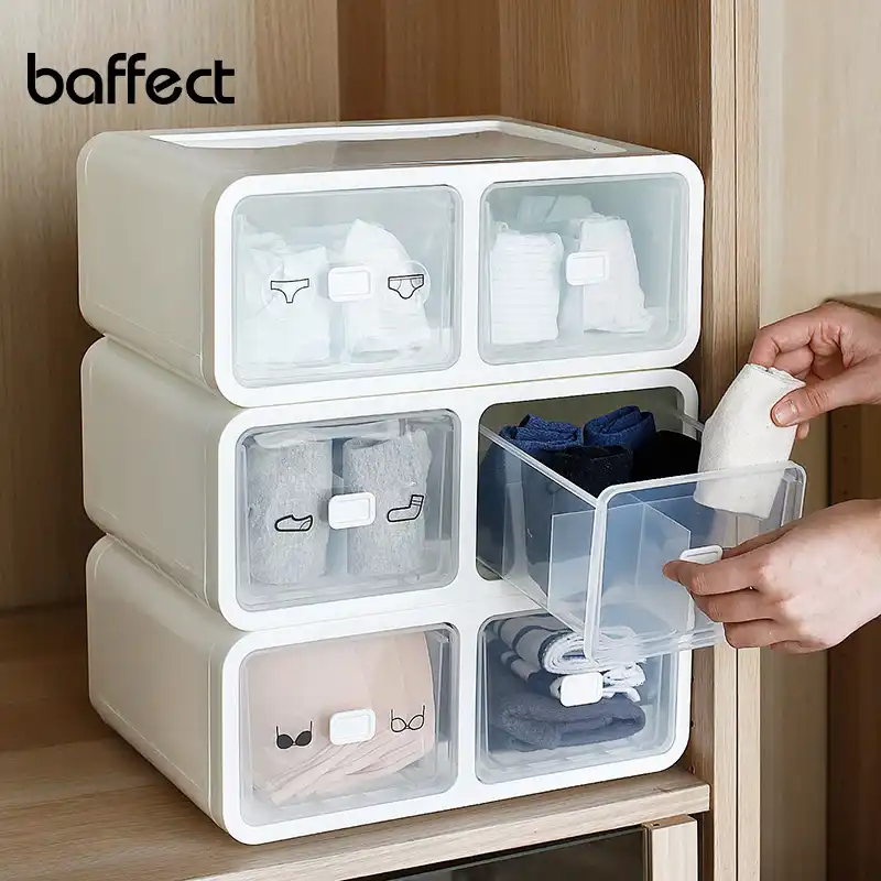 Baffect Plastic Storage Drawers Organizer Box For Socks Underwear