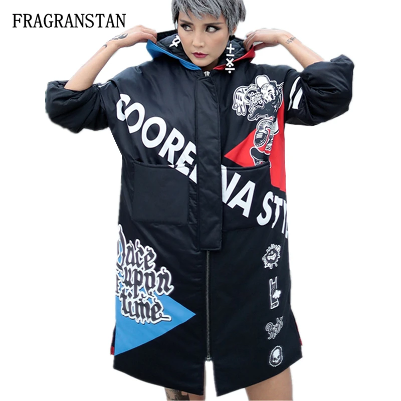 Ladies 2019 Winter New Thick Hooded Black Parkas Women Fashion Skull Letter Printed Casual Jacket Ladies Hip Hop Style Coat Q315
Ladies 2019 Winter New Thick Hooded Black Parkas Women Fashion Skull Letter Printed Casual Jacket Ladies Hip Hop Style Coat Q315