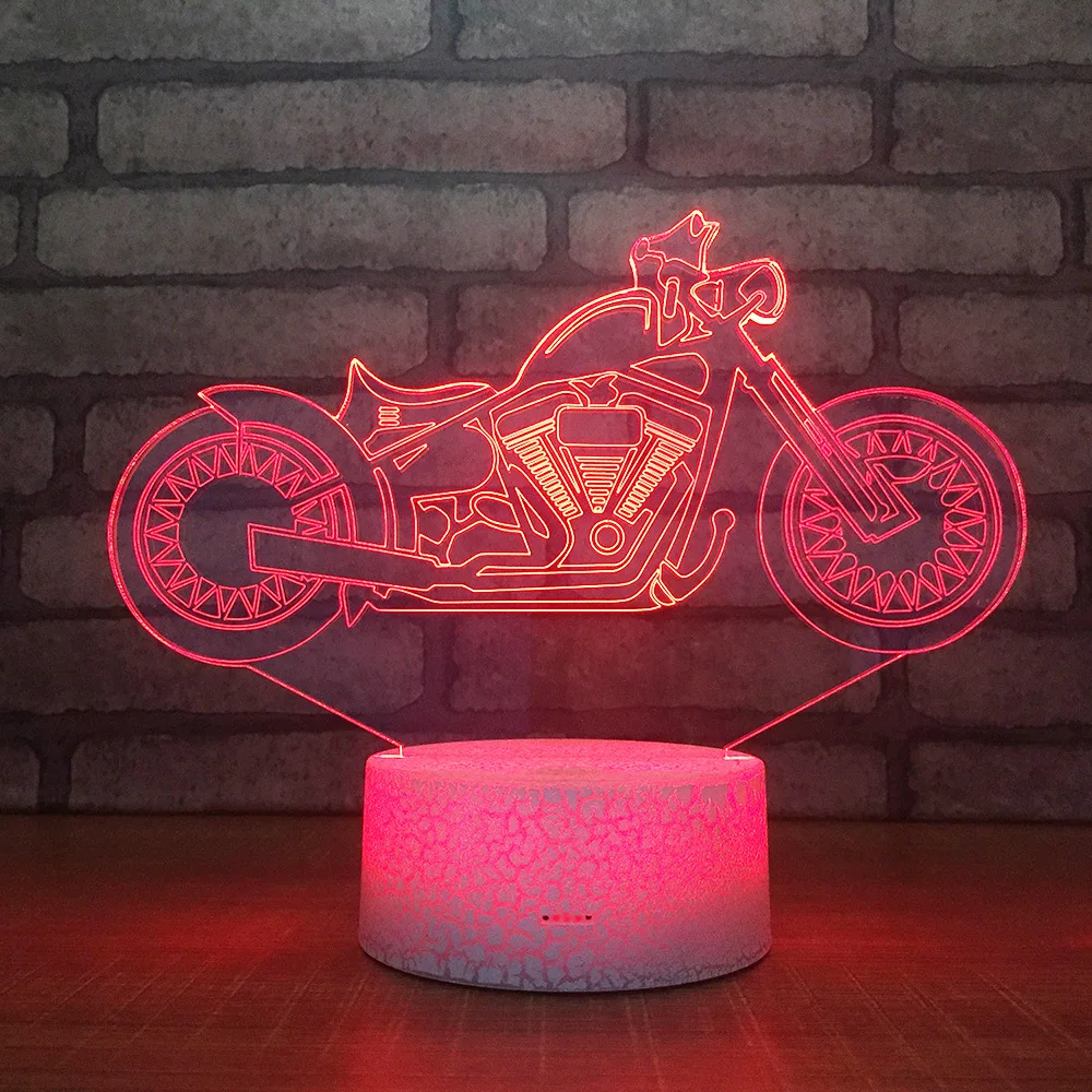 Мотоцикл 3D светодиодный RGB Ночной светильник 7 цветов Настольный экшн-фигурки 075