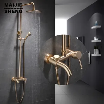 Luxury gold brush shower set bathroom wall gold shower brush gold shower mixer hot and cold bathtub shower faucet
Luxury gold brush shower set bathroom wall gold shower brush gold shower mixer hot and cold bathtub shower faucet