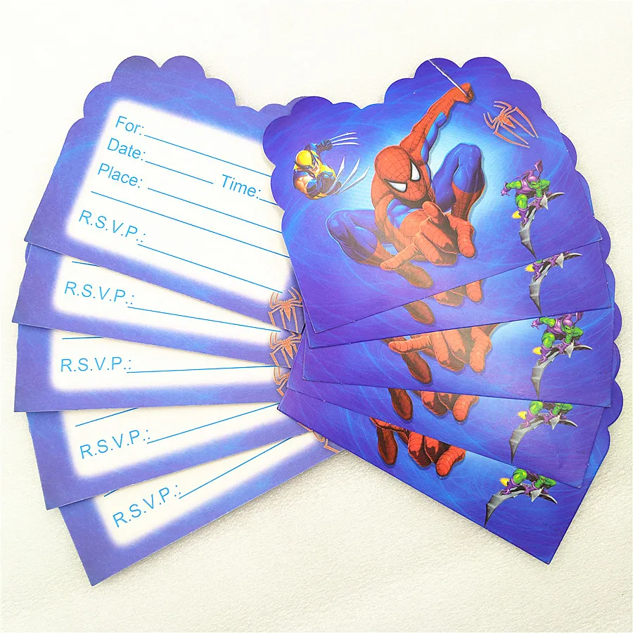 10pcs Spiderman Invitation Cards For Boy Kids Birthday Decoration Spiderman Party Supplies Baby Shower Anniversaire Spider-man
10pcs Spiderman Invitation Cards For Boy Kids Birthday Decoration Spiderman Party Supplies Baby Shower Anniversaire Spider-man