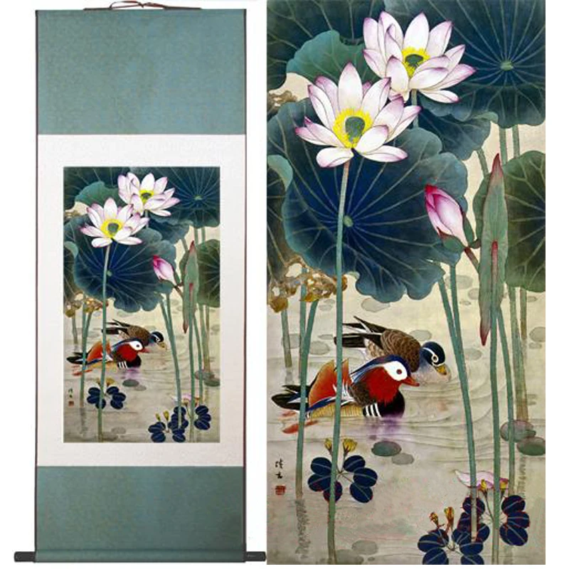 100% High Quality Chinese Art Painting Lotus Flower/Mandarin Duck Wall art Picture Home Decoration Hanging Silk Scroll
100% High Quality Chinese Art Painting Lotus Flower/Mandarin Duck Wall art Picture Home Decoration Hanging Silk Scroll