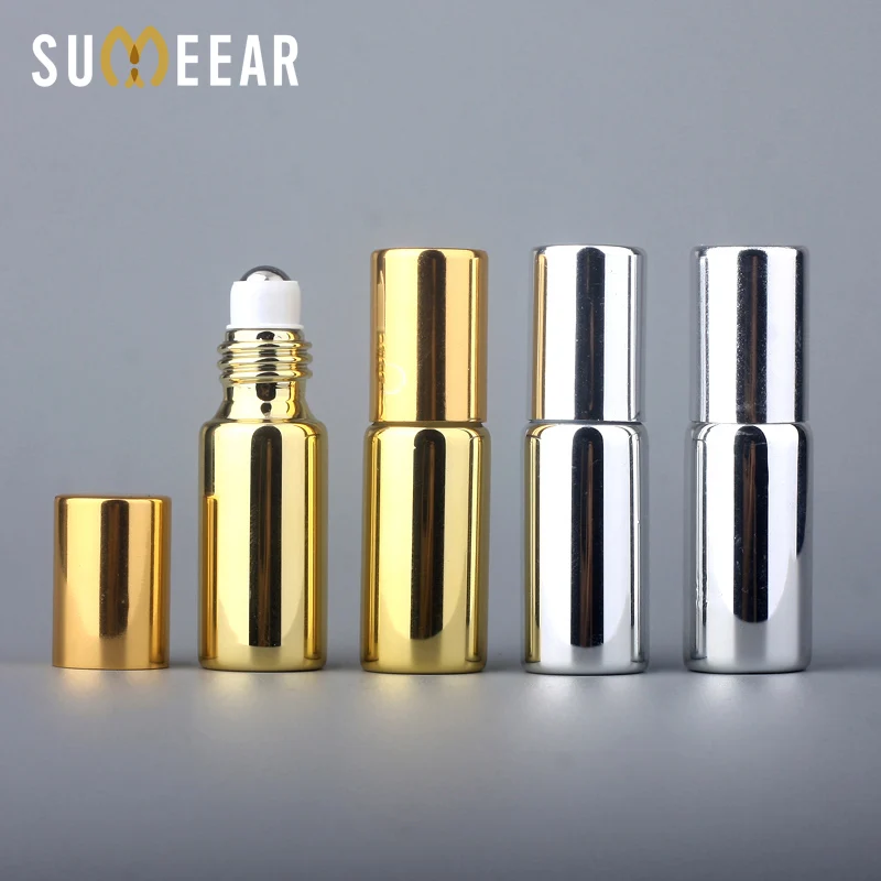 50Pcs/Lot 5ML Portable Essential Oil Bottles Mini Empty Roller Bottles Gold Silver UV Glass Refillable Perfume Bottle for Travel
50Pcs/Lot 5ML Portable Essential Oil Bottles Mini Empty Roller Bottles Gold Silver UV Glass Refillable Perfume Bottle for Travel