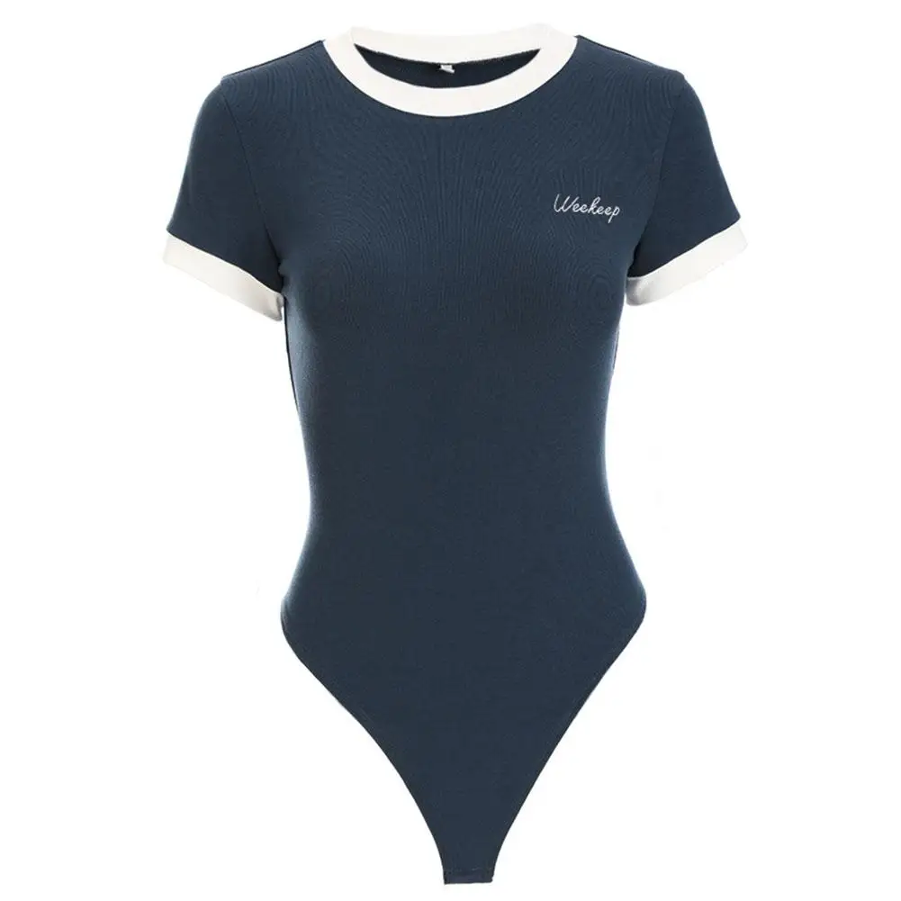 Sexy Bodysuit Letter Embroidery Printed O-Neck Jumpsuit Ladies Slim Romper Short Sleeve Elegant Summer Body Femme Top
Sexy Bodysuit Letter Embroidery Printed O-Neck Jumpsuit Ladies Slim Romper Short Sleeve Elegant Summer Body Femme Top