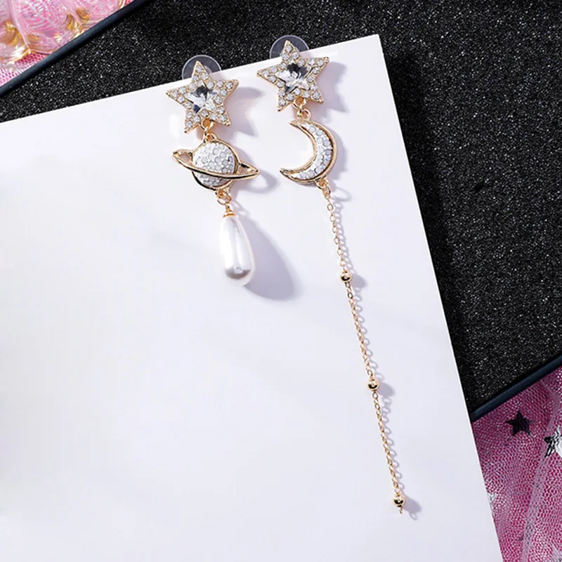 2019 Ladies Anti-allergy S925 Needle Asymmetrical Full Rhinestone Star Moon Long Chain Tassel Baroque Pearl Earrings For Women
2019 Ladies Anti-allergy S925 Needle Asymmetrical Full Rhinestone Star Moon Long Chain Tassel Baroque Pearl Earrings For Women