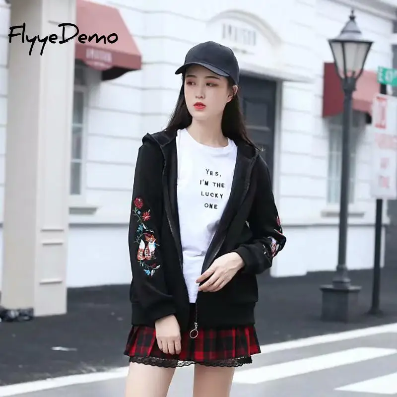 Autumn Winter Fleece Hoodie Women Raglan Floral Fox Embroidery Hooded Sweatshirt 2019 Fall Drawstring Zip Up Hoodies Plus Size
Autumn Winter Fleece Hoodie Women Raglan Floral Fox Embroidery Hooded Sweatshirt 2019 Fall Drawstring Zip Up Hoodies Plus Size
