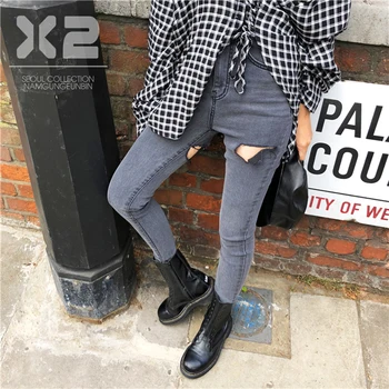 BGTEEVER Streetwear Holes Jeans Female Casual Pocket Skinny Pencil Pants Destroyed Ripped Denim Jean Women Trousers 2018 Autumn
BGTEEVER Streetwear Holes Jeans Female Casual Pocket Skinny Pencil Pants Destroyed Ripped Denim Jean Women Trousers 2018 Autumn