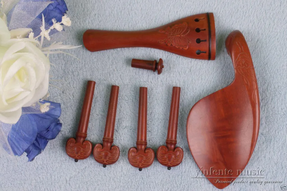 

1set 4/4 violin ebony parts,jujube wood tailpiece peg chinrest endpin New #453