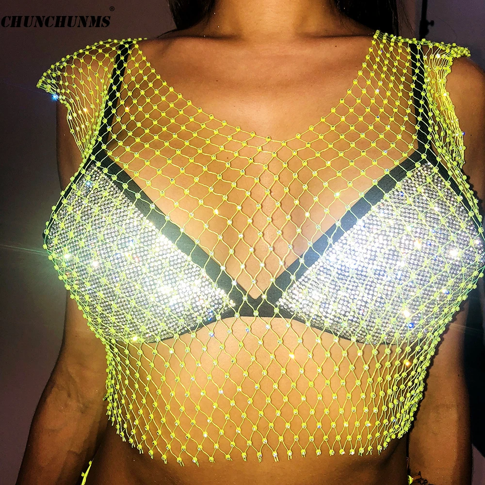 2019 Grid Fish Mesh Diamond Women's T-shirt Sexy Through See Lingerie Tank Top Hollow Out Fashion Crystal Women Crop Top
2019 Grid Fish Mesh Diamond Women's T-shirt Sexy Through See Lingerie Tank Top Hollow Out Fashion Crystal Women Crop Top