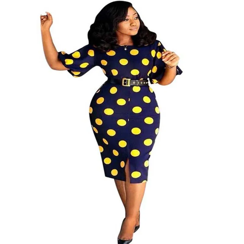 African Clothes Polka Dot Dress Women Elegant Vintage O-Neck Bandage Bodycon Pencil Dress Robe 2019 New Spring Boho Beach Party
African Clothes Polka Dot Dress Women Elegant Vintage O-Neck Bandage Bodycon Pencil Dress Robe 2019 New Spring Boho Beach Party