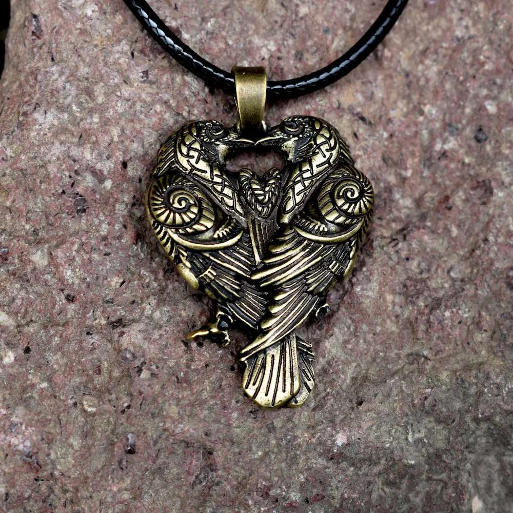 SanLan norse talisman Odin's Ravens два ворона Huginn и Muninn кулон для пары кельтское ожерелье с