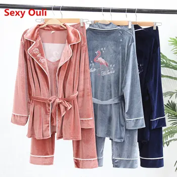 Autumn Winter Warm Pajamas Set Women Sleep Set Deep Gold Velvet Sexy Homewear Pijama Women Pajama Sets Long Pant Set Robe Women
Autumn Winter Warm Pajamas Set Women Sleep Set Deep Gold Velvet Sexy Homewear Pijama Women Pajama Sets Long Pant Set Robe Women