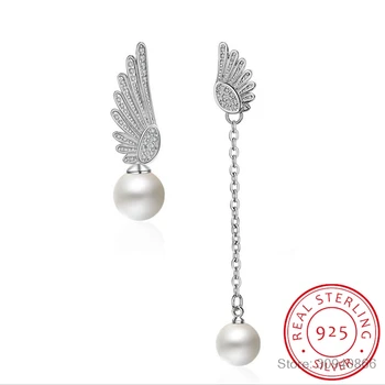 Asymmetric Angel Wings Stud Earrings Long Created Pearl Earring For Women Zirconia 925 sterling silver Angel Wing Jewelry UE0221
Asymmetric Angel Wings Stud Earrings Long Created Pearl Earring For Women Zirconia 925 sterling silver Angel Wing Jewelry UE0221