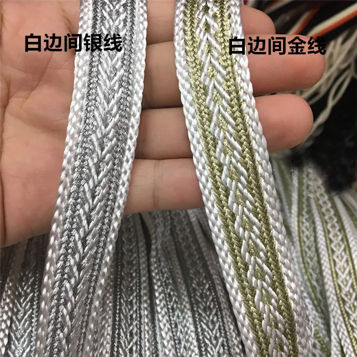 6Yds/lot White side of the gold/silver thread pattern lace/ribbons accessories cuffs the neckline DIY decoration 2cm wide A1282
6Yds/lot White side of the gold/silver thread pattern lace/ribbons accessories cuffs the neckline DIY decoration 2cm wide A1282