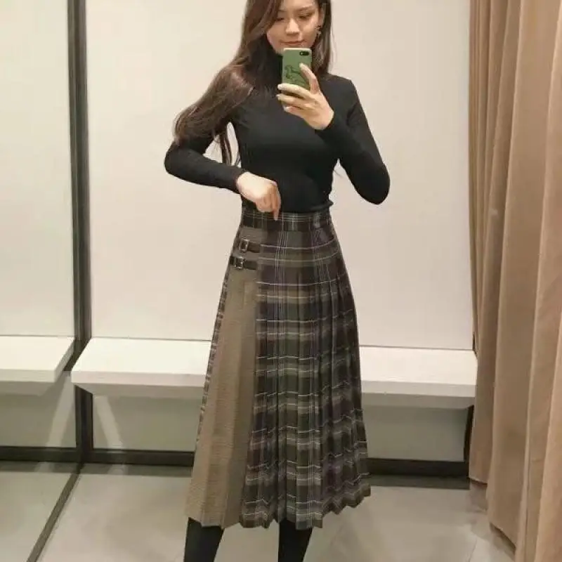2019 Spring New Arrival European & American Style Chic Patchwork Plaid Pleated Skirt Faldas Largas Elegantes Free Shipping
2019 Spring New Arrival European & American Style Chic Patchwork Plaid Pleated Skirt Faldas Largas Elegantes Free Shipping