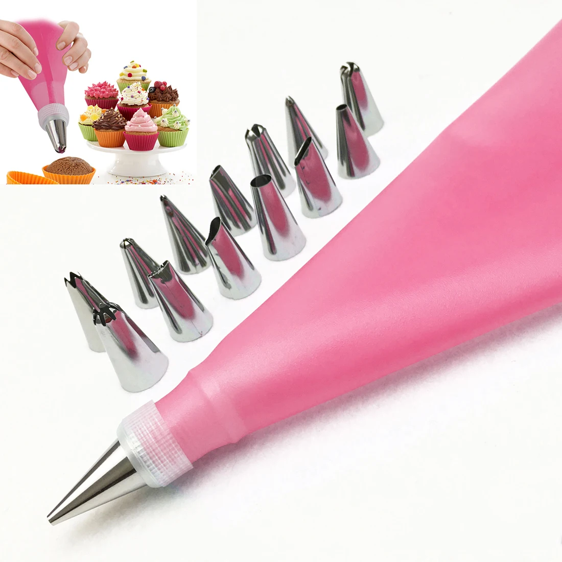Useful 16Pcs/set DIY 31cm Length Silicone Ice Piping Cream Pastry Bag Cake Decorating Squeeze Cream Cake Baking Tools
Useful 16Pcs/set DIY 31cm Length Silicone Ice Piping Cream Pastry Bag Cake Decorating Squeeze Cream Cake Baking Tools