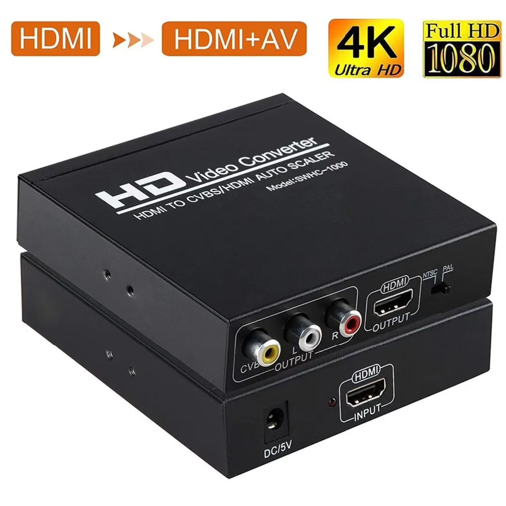 Преобразователь HDMI в + AV CVBS RCA 1080P для STB DVD PS2 PS3 PSP Поддержка NTSC и PAL два стандартных