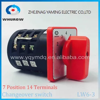 Rotary switch 7 positions LW6-3 selector changeover cam switch 380V 10A 3 poles knobs sliver point contacts
Rotary switch 7 positions LW6-3 selector changeover cam switch 380V 10A 3 poles knobs sliver point contacts