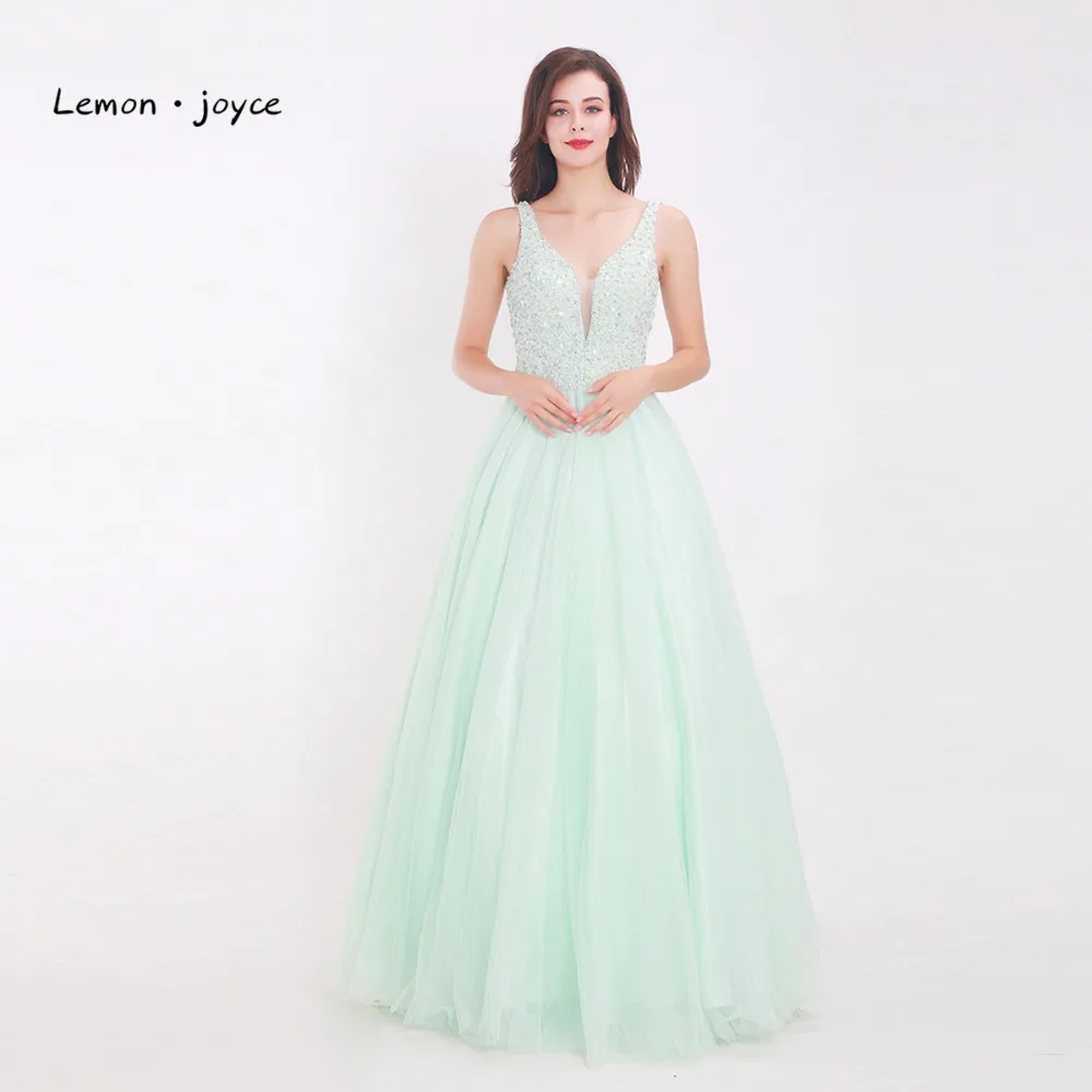 Lemon joyce Mint Prom Dresses 2019 New Arrivals Sexy V-Neck Backless A-Line Floor Length Beaded Tulle Long Party Dresses Girls
Lemon joyce Mint Prom Dresses 2019 New Arrivals Sexy V-Neck Backless A-Line Floor Length Beaded Tulle Long Party Dresses Girls