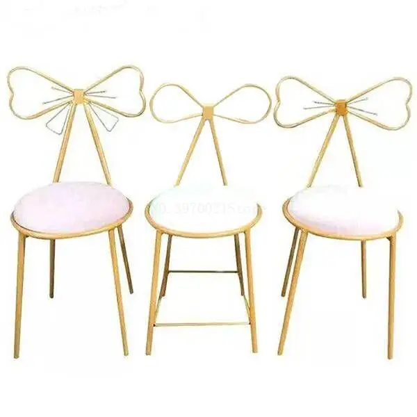 Modern minimalist bedroom backrest wrought iron makeup chair Nordic bow net red girl dresser stool
Modern minimalist bedroom backrest wrought iron makeup chair Nordic bow net red girl dresser stool