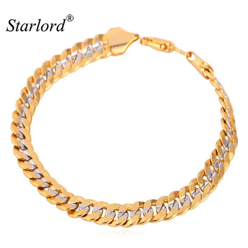 Starlord Two-Tone Gold Color Bracelet 6MM/21CM Men Jewelry Vintage Cuban Link Curb Chain Bracelet Men H828
Starlord Two-Tone Gold Color Bracelet 6MM/21CM Men Jewelry Vintage Cuban Link Curb Chain Bracelet Men H828