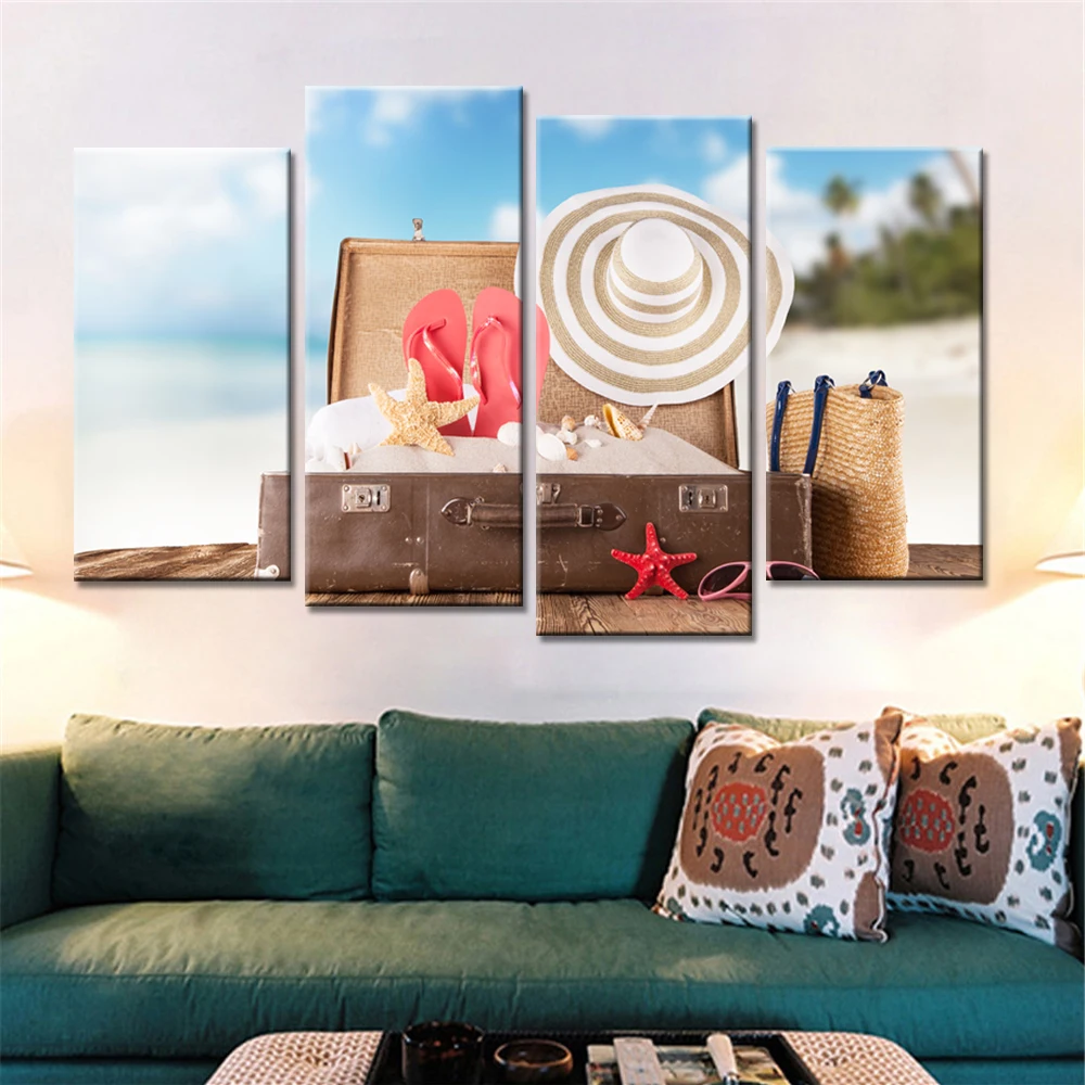 4 Panels Drop Shipping Beach Sea Shells Flip Flops Blue Sky Landscape Canvas Wall Art Painting for Home Decoration No Frame
4 Panels Drop Shipping Beach Sea Shells Flip Flops Blue Sky Landscape Canvas Wall Art Painting for Home Decoration No Frame