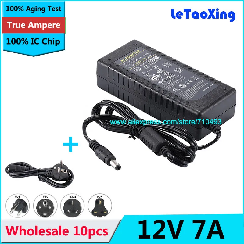 10pcs DC 12V 7A Adapter Power Supply + Cord For 5050 3528 LED Rigid Strip Light LED Display LCD Monitor DHL Free shipping
10pcs DC 12V 7A Adapter Power Supply + Cord For 5050 3528 LED Rigid Strip Light LED Display LCD Monitor DHL Free shipping