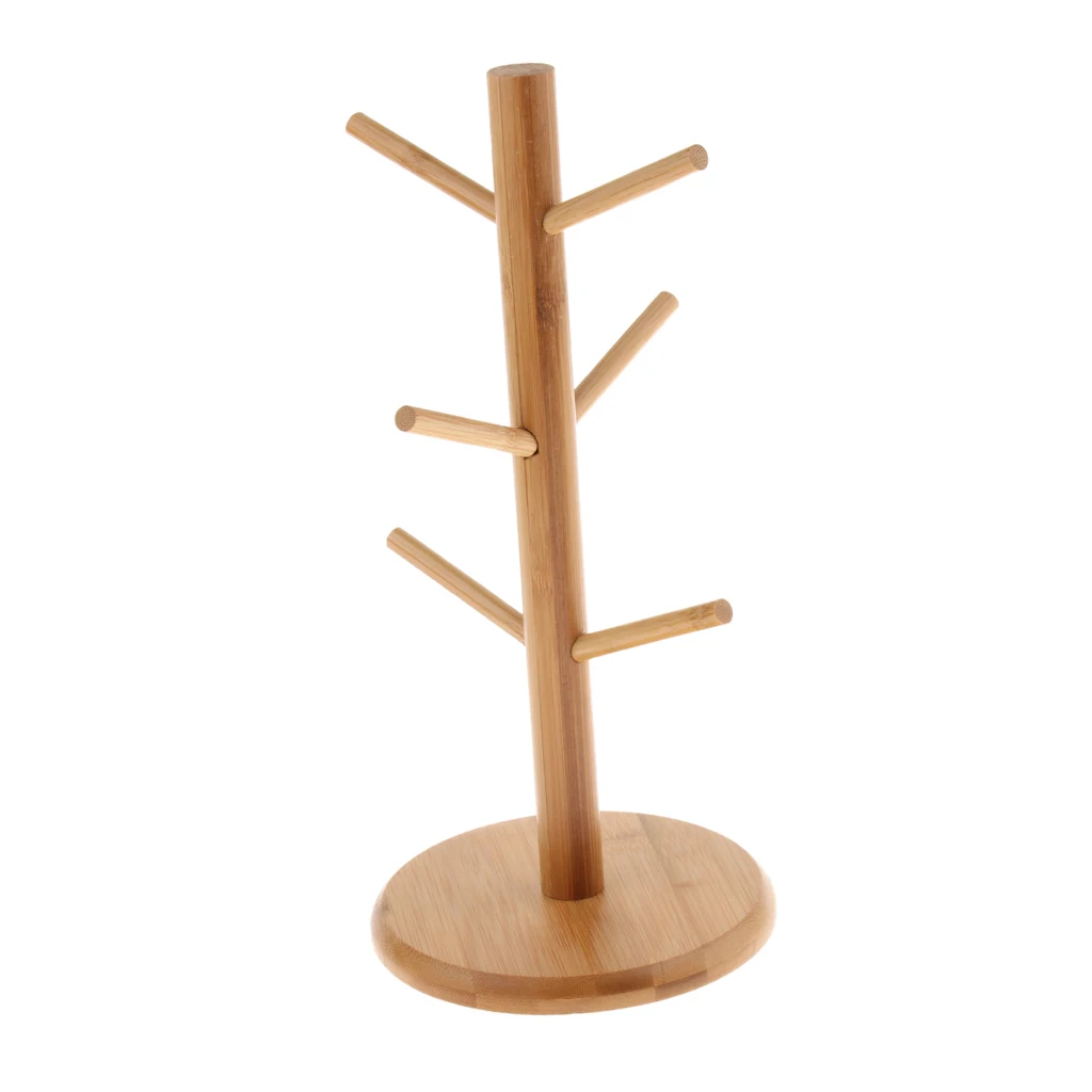 Bamboo Wood Mug Tree Stand Kitchen Storage Rack Tea Coffee Cup Holder Organizing Shelf
