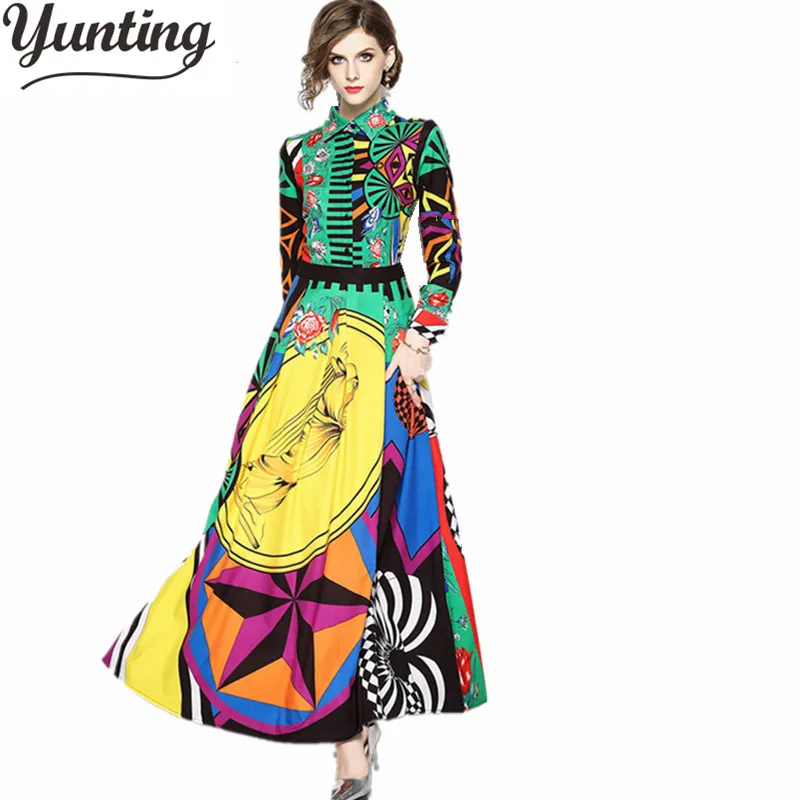 High Quality Newest Fashion Runway Turn Down Collar Maxi Dress Women's Long Sleeve Retro Art Printed Designer Long Dress
High Quality Newest Fashion Runway Turn Down Collar Maxi Dress Women's Long Sleeve Retro Art Printed Designer Long Dress