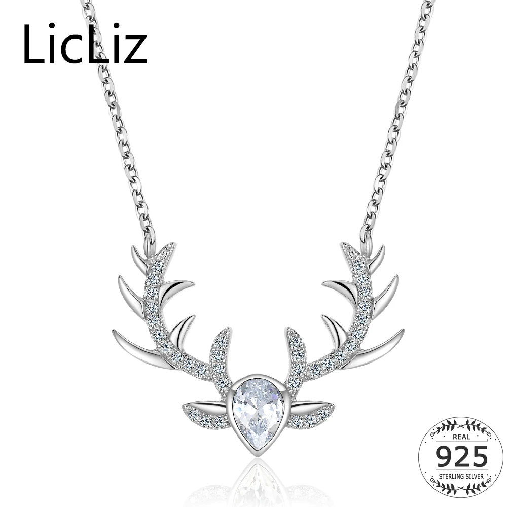 LicLiz Merry Christmas Deer Horn Pendant Necklace Women 925 Silver Pave CZ Zirconia Animal Pendants Collar Chain Necklace LN0278
LicLiz Merry Christmas Deer Horn Pendant Necklace Women 925 Silver Pave CZ Zirconia Animal Pendants Collar Chain Necklace LN0278