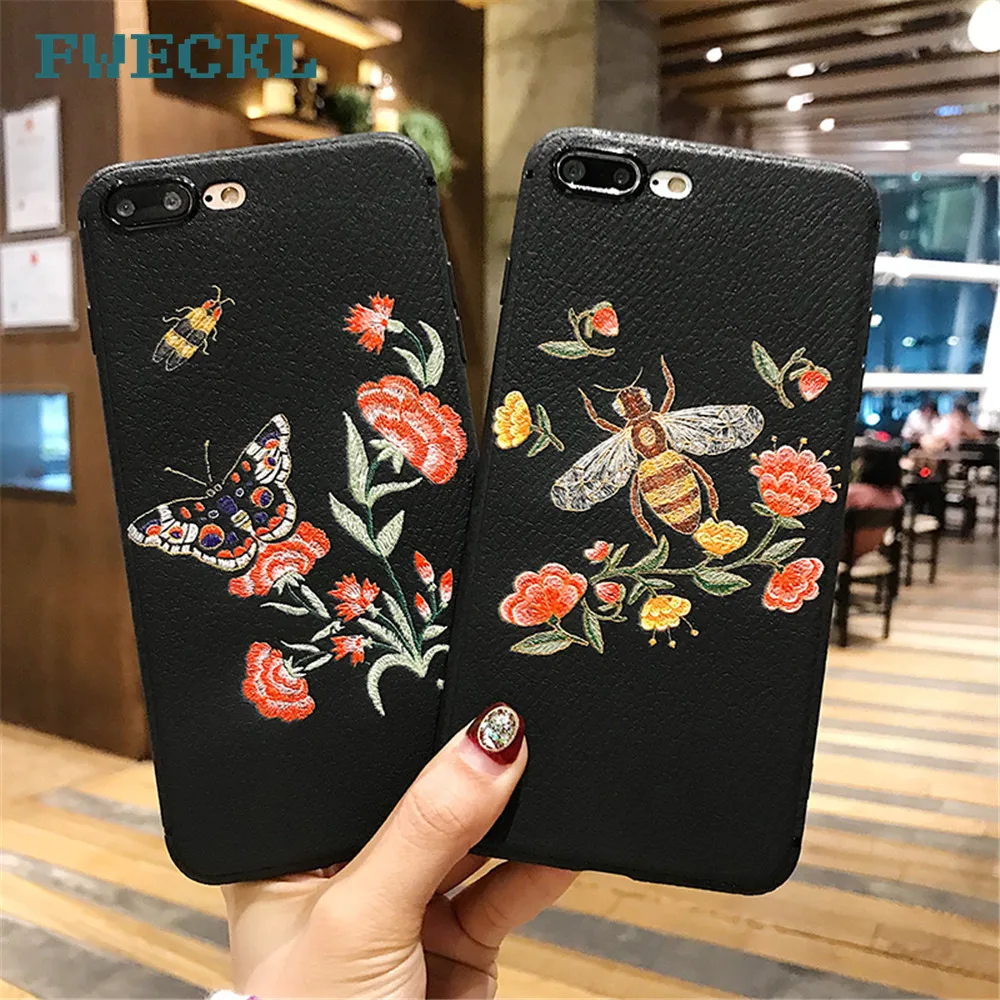 Luxury 3D Flowers Butterfly Bee Embroidery Phone Case For iPhone 6 6S Plus Soft TPU Silicon Cover For iPhone 7 8 Plus X 5 5S SE
Luxury 3D Flowers Butterfly Bee Embroidery Phone Case For iPhone 6 6S Plus Soft TPU Silicon Cover For iPhone 7 8 Plus X 5 5S SE