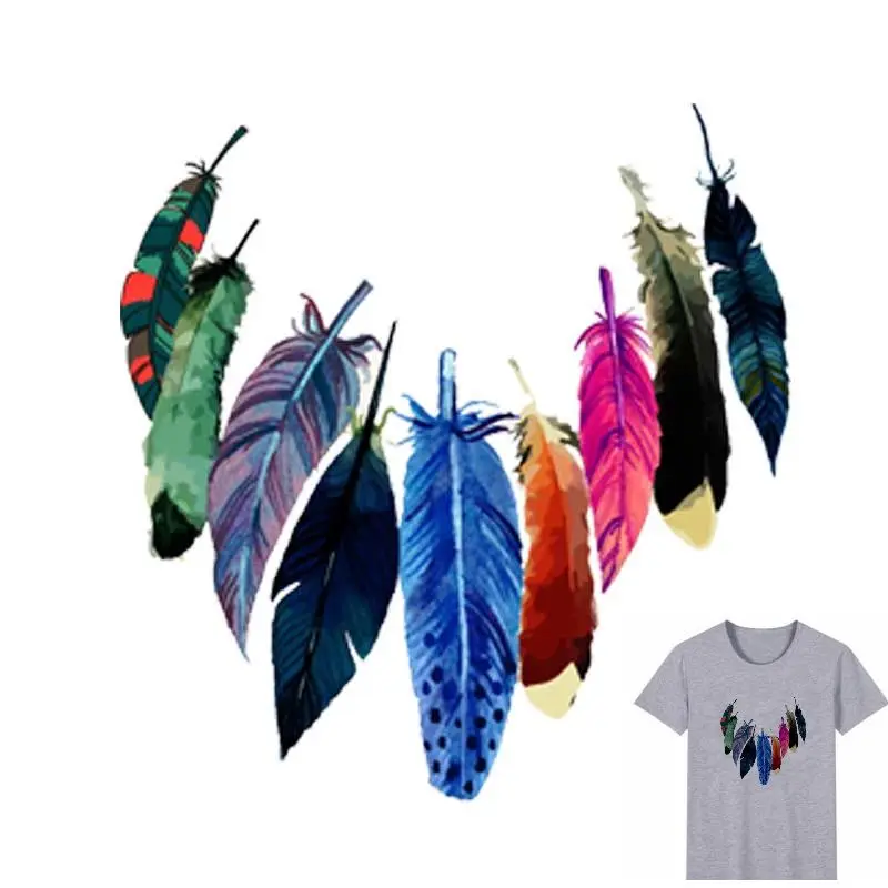 22x23cm Colorful feather Iron On Stickers Washable Appliques A-level Patches Heat Transfer For T-shirt DIY Accessory Clothes
22x23cm Colorful feather Iron On Stickers Washable Appliques A-level Patches Heat Transfer For T-shirt DIY Accessory Clothes