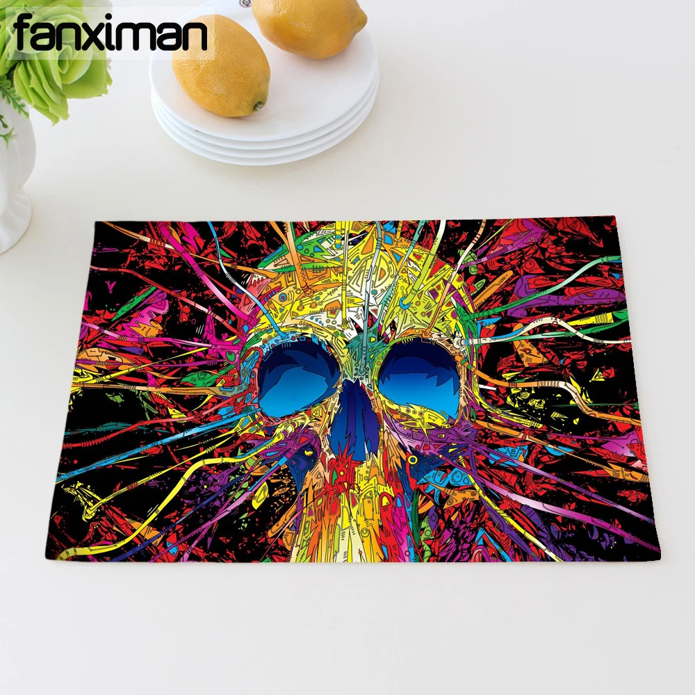 Colorful Skull Print Table Mats For Dining Table Eco Linen Napkins For Kitchen Heat Insulation Placemats Coasters 42*32 CM
Colorful Skull Print Table Mats For Dining Table Eco Linen Napkins For Kitchen Heat Insulation Placemats Coasters 42*32 CM