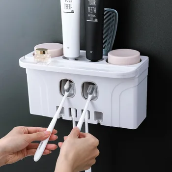 Wall Mounted Automatic Squeezing Toothpaste Dispenser Toothbrush Holder Household Bathroom Accessories Storage Rack BS
Wall Mounted Automatic Squeezing Toothpaste Dispenser Toothbrush Holder Household Bathroom Accessories Storage Rack BS